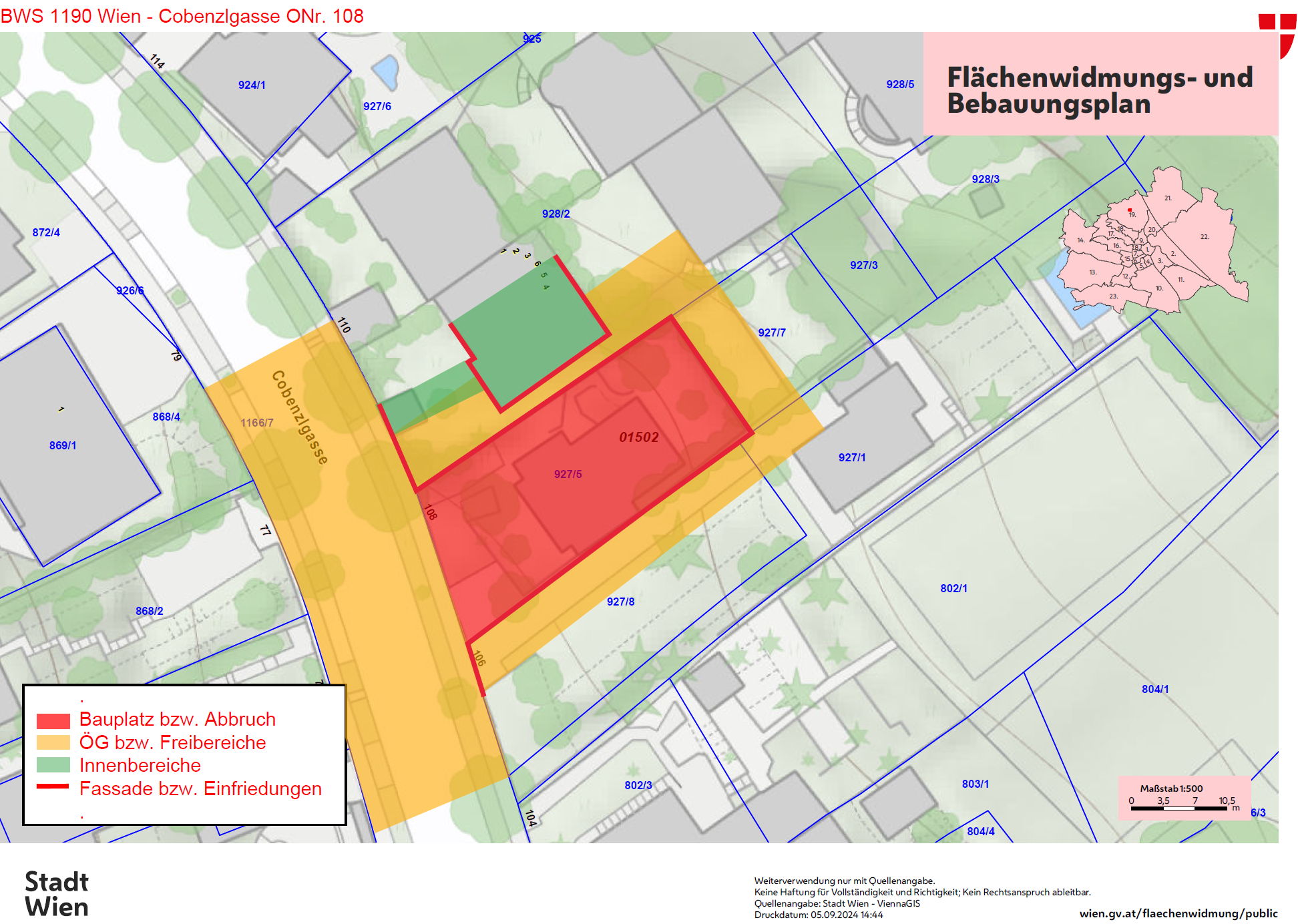 Flächenwidmungs- und Bebauungsplan Cobenzlgasse 108